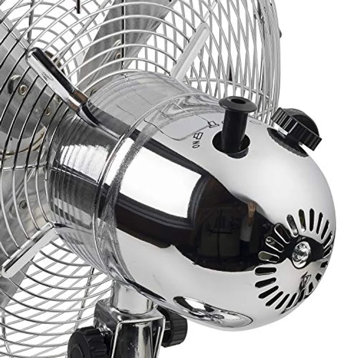 Bestron Mobiler Tischventilator mit Schwenkfunktion im Retro-Design, Höhe: 43 cm, Ø 35 cm, 35 W, Chrom – Bild 5