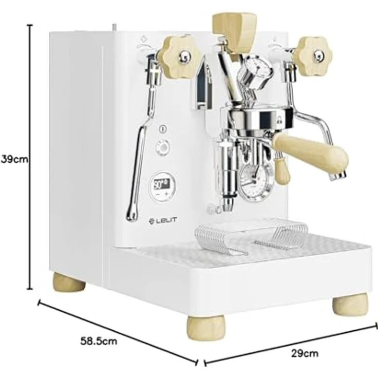 Lelit Bianca PL162T, Espressomaschine mit doppelt Boiler, Paddle-System, L58E-Gruppe und edlem Nussbaumholzgriff, Edelstahl – Bild 9