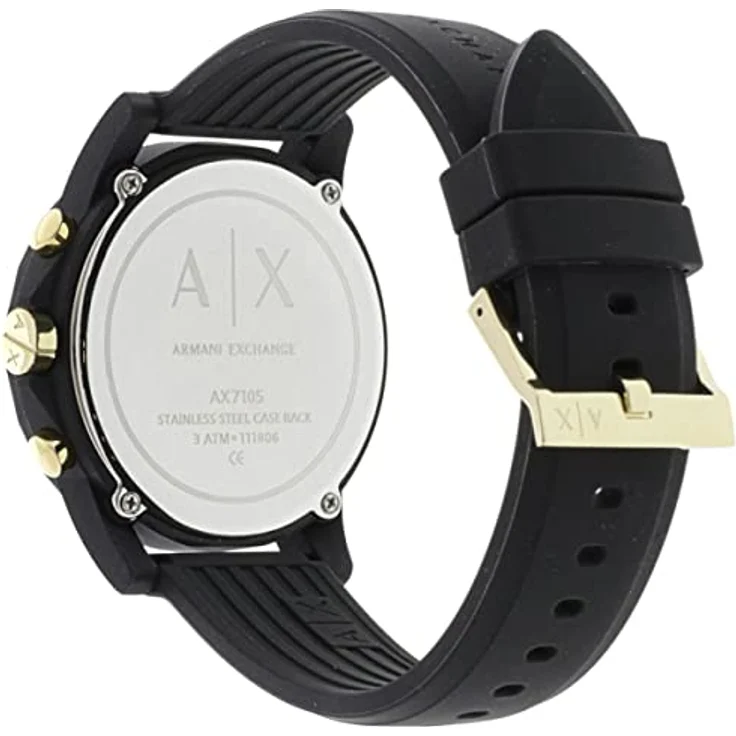 Armani Exchange Uhr für Männer , Chronographenwerk, 45mm Schwarzes Silikongehäuse mit Silikonarmband, AX7105 – Bild 5