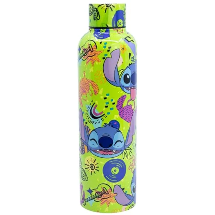 Stor Wiederverwendbare Thermoflasche FABRICADA EN Ahorn INOXIDABLE DE VUELCO 515 ml, STITCH GREEN PARTY, BPA-frei, Lizenzprodukt aus der Welt des Kinos und Fernsehens – Bild 1
