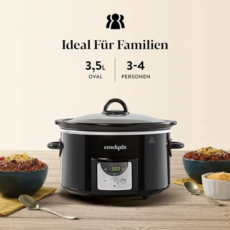 Crock-Pot CSC113X, Digitaler Schongarer mit 3,5 L für 3-4 Personen, programmierbarem Countdown-Timer, EU-Stecker, schwarz – Bild 3