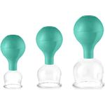PULOX Schröpfgläser Set aus Echtglas mit Saugball - 3x Medizinisches Schröpfglas in Grün - 40mm, 52mm, 62mm - Professionelle Schröpftherapie und Muskelentspannung