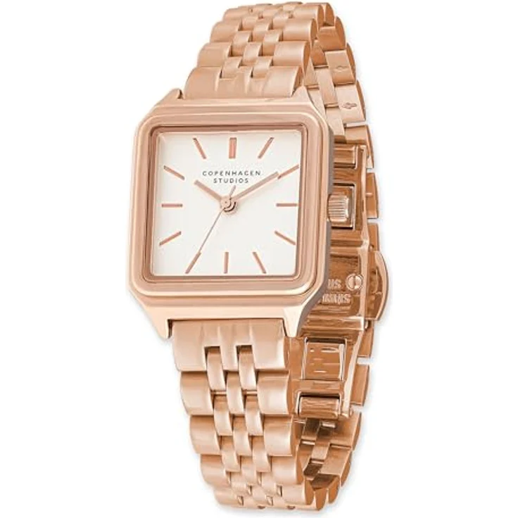 COPENHAGEN STUDIOS Vintage Square Watch, roségold, 24 mm, elegante Damenuhr aus poliertem Edelstahl mit Quarzwerk, 5 ATM wasserdicht, kratzfest – Bild 1
