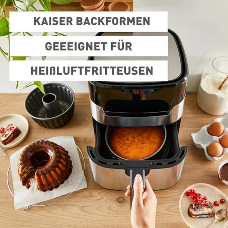 Kaiser Inspiration Mini Königskuchenform, 20 cm, antihaftbeschichtet, Backform für 1-2 Rezeptportion, gleichmäßige Bräunung, schwarz – Bild 6