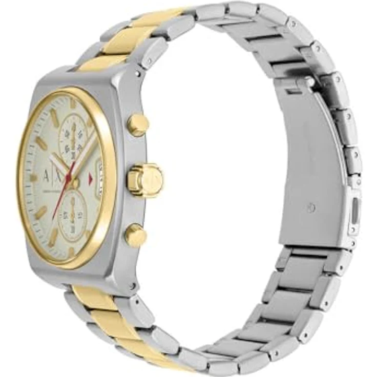Armani Exchange AX2110, Herren Quarz Chronographen Uhr mit 40 mm Gehäuse, zweifarbigem Edelstahlarmband und cremefarbenem Zifferblatt – Bild 3