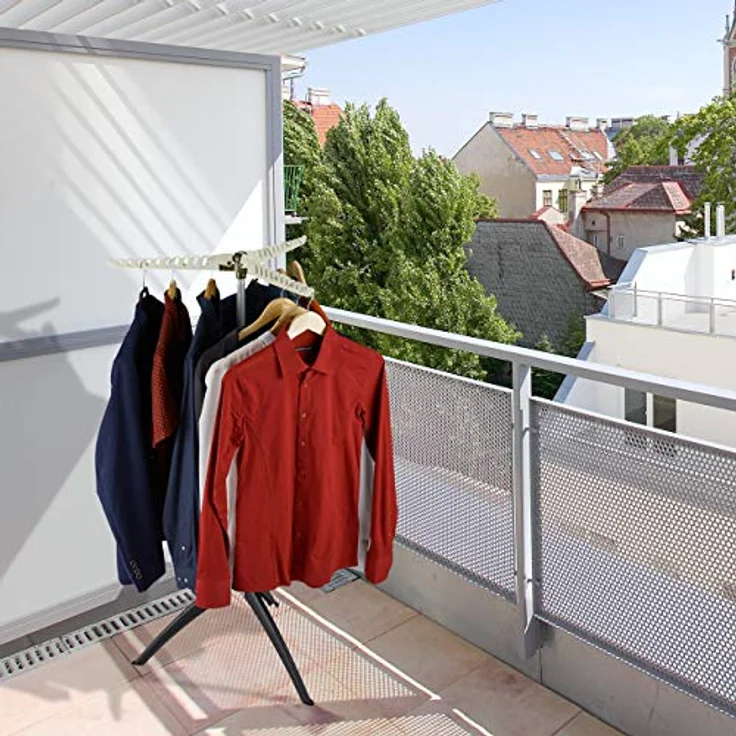 Relaxdays Hemden Wäscheständer, für 33 Kleiderbügel, klappbar, platzsparend, Bügelwäscheständer HBT: 128x66x66 cm, weiß, 1 Stück – Bild 2