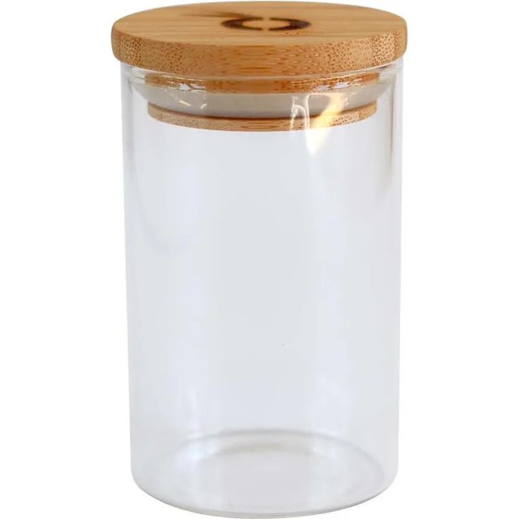 pandoo Vorratsglas mit Bambusdeckel, 160ml, luftdicht und aus Borosilikatglas, ideal für Gewürze und Kräuter