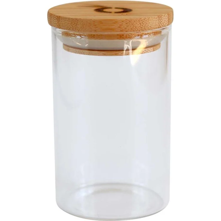 pandoo Vorratsglas mit Bambusdeckel, 160ml, luftdicht und aus Borosilikatglas, ideal für Gewürze und Kräuter