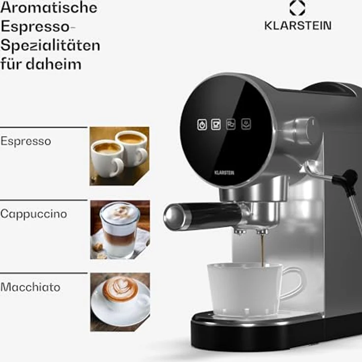Klarstein Espresso Siebträgermaschine mit Milchaufschäumer, 0,9L Retro Mini-Espressomaschine, 1360 Watt Kaffeemaschine Klein für Cappuccino, Latte & Macchiato – Bild 4
