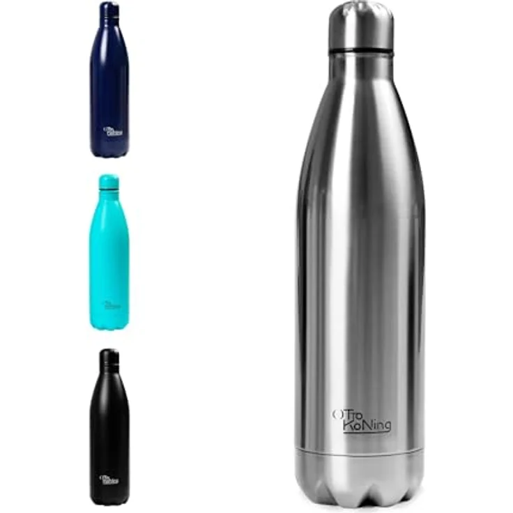 Otto Koning Edelstahl Trinkflasche 1 Liter – Vakuumisolierte, auslaufsichere Metall-Sportflasche für Büro, Outdoor und Reisen – BPA-frei, robust – Bild 1