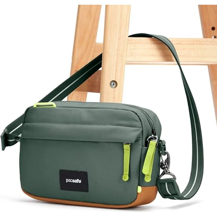 Pacsafe GO Crossbody Handtasche, schnittfest mit RFID-Schutz, Grün – Bild 3