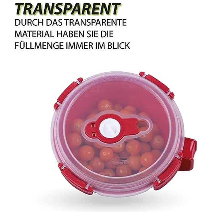 Tontarelli Vorratsdose für Lebensmittel (850 ml) - Rot - BPA-Frei luftdicht, Mikrowellengeeignet, Spülmaschinenfest, Gefrierschrankgeeignet, Hergestellt in Italien – Bild 6
