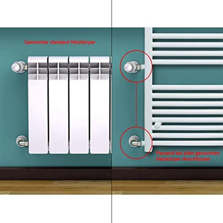 ECD Germany Renovierungsheizkörper Austausch 500 x 1600 mm, Weiß, 650 mm Anschluss, 600 W Wärmeleistung, modern und effizient – Bild 6
