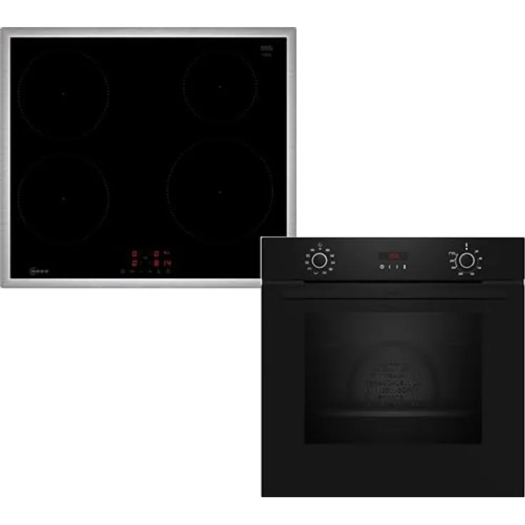 Neff Einbau-Backofen-Set B2CCG6AK3 + Induktionskochfeld T46SBE1L0, Schwarz, 71 l Volumen, Pyrolyse-Selbstreinigung, CircoTherm® funktion, 4 Kochzonen