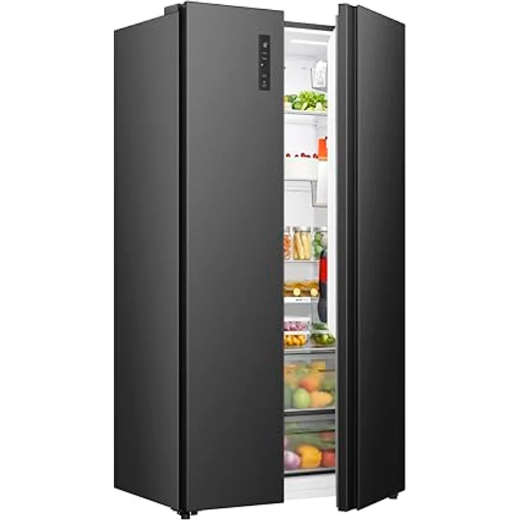 Hisense Freistehend Side-by-Side-Kühlschrank 544 l, Amerikanische Tür, Schwarz, 2 Tür(en), LED-Beleuchtung, Touch-Control – Bild 4