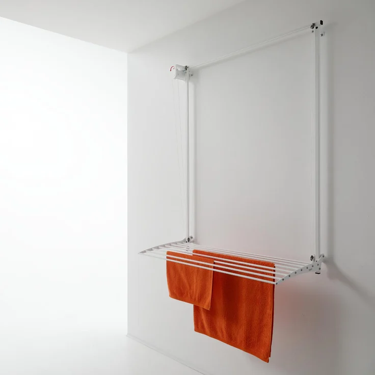 Foxydry Wall, höhenverstellbarer Wand-Wäscheständer für innen und außen, Tragfähigkeit bis zu 10 kg, Weiß, 108 cm
