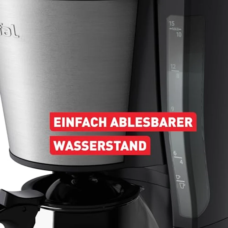 Tefal Subito RVS CM5S1D, Filterkaffeemaschine mit 1.25L Wassertank für bis zu 15 Tassen, Schwarz – Bild 7