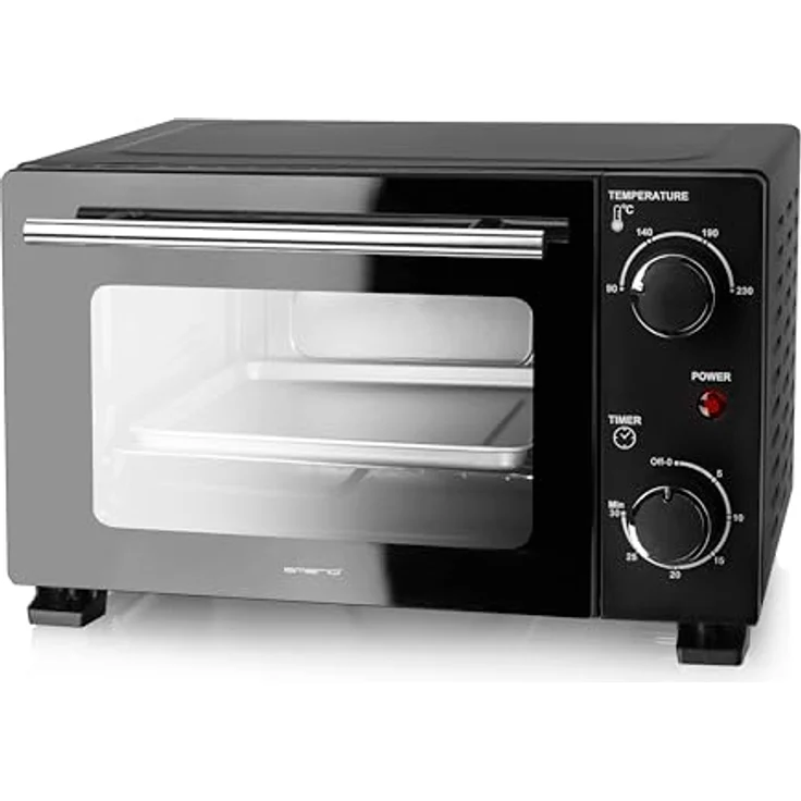 Emerio Minibackofen MO-124451, 800 W, 10 Liter, einstellbare Temperatur 90-230°C, schwarz, mit Ober- und Unterhitze, inkl. Backblech und Grillrost – Bild 2