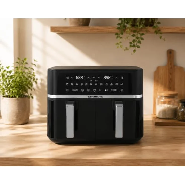 Grundig Heißluftfritteuse FRY 8620, 2400 W, 8,4 L, schwarzes Gehäuse mit Smart Finishing-Funktion und Sichtfenster – Bild 5