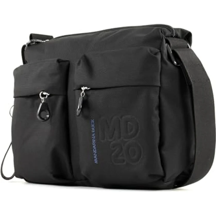 Mandarina Duck Umhängetasche MD20 Crossover Zip M, Schwarz, mit vielen Zipperfächern – Bild 2
