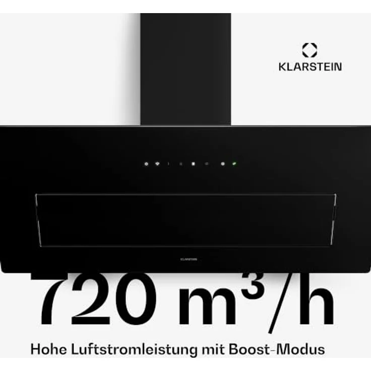 Klarstein SleekAir 90 cm, schräge Dunstabzugshaube mit 720 m³/h, OxyPure-Luftsystem, Touch-Bedienung, LED-Beleuchtung, A+++ Energieeffizienz – Bild 5