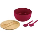 KESPER® Salatschüssel Set mit Deckel aus FSC®-zertifiziertem Bambus und Salatbesteck, Polypropylen, 4-teilig