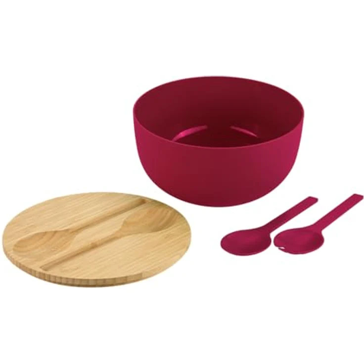 KESPER® Salatschüssel Set mit Deckel aus FSC®-zertifiziertem Bambus und Salatbesteck, Polypropylen, 4-teilig – Bild 1
