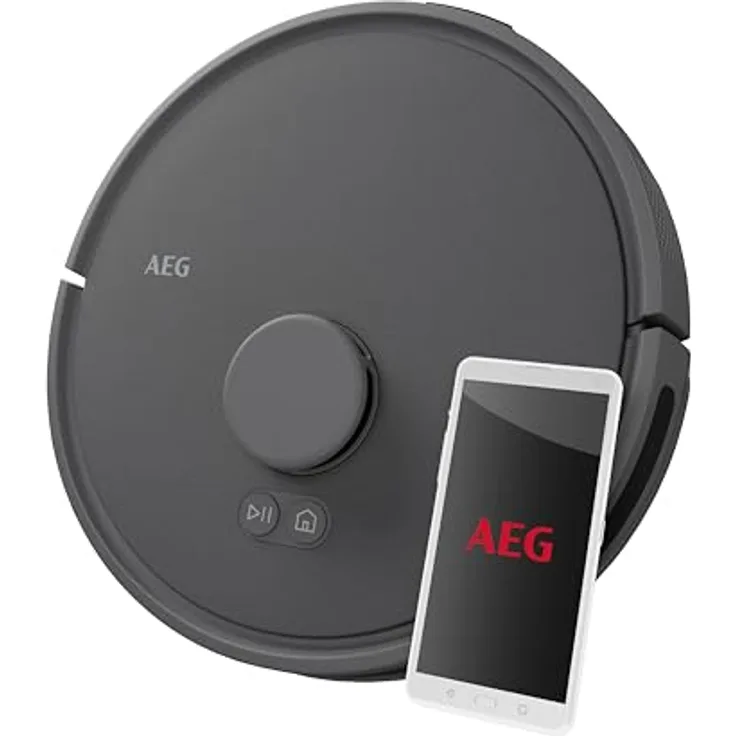 AEG Saugroboter AR71HW1DG mit Wischfunktion/WiFi/LiDAR Navigation/Beutellos/4000 Pa Saugleistung/Dunkel-grau
