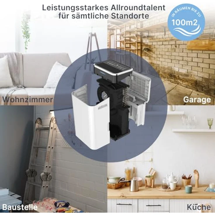 Comedes Demecto 30 eco, Luftentfeuchter (25l/24h) mit PowerDrain Kondensatpumpe, geeignet für Räume bis 100m², inkl. 3m Schlauchanschluss, wartungsfreundlich – Bild 3
