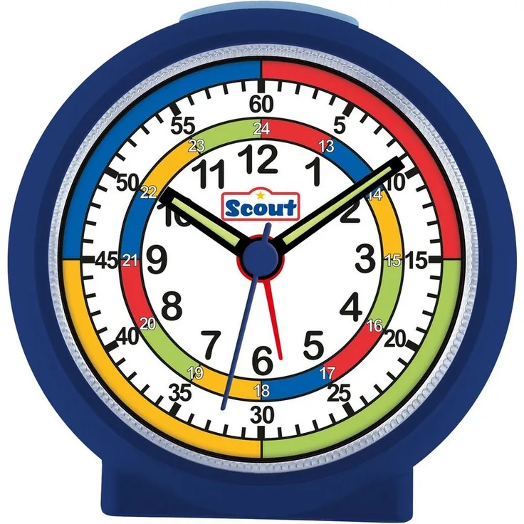 Scout Kinderwecker LearnTheTime, bunter Lernwecker mit stillem Laufwerk, schlummer-Funktion und beleuchtetem Zifferblatt