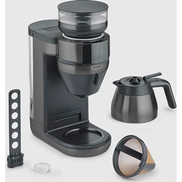 Severin FILKA 2.0 Kaffeemaschine mit Mahlwerk, 1,1l Kaffeekanne, Papier- und Permanentfilter 1x4 – Bild 4