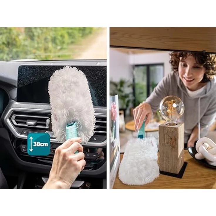 Leifheit Staubwedel SUPERDUSTER, waschbar mit 360°-Mikrofaser, kompatibel mit Click-System, lang ausziehbar, ergonomischer Griff – Bild 3
