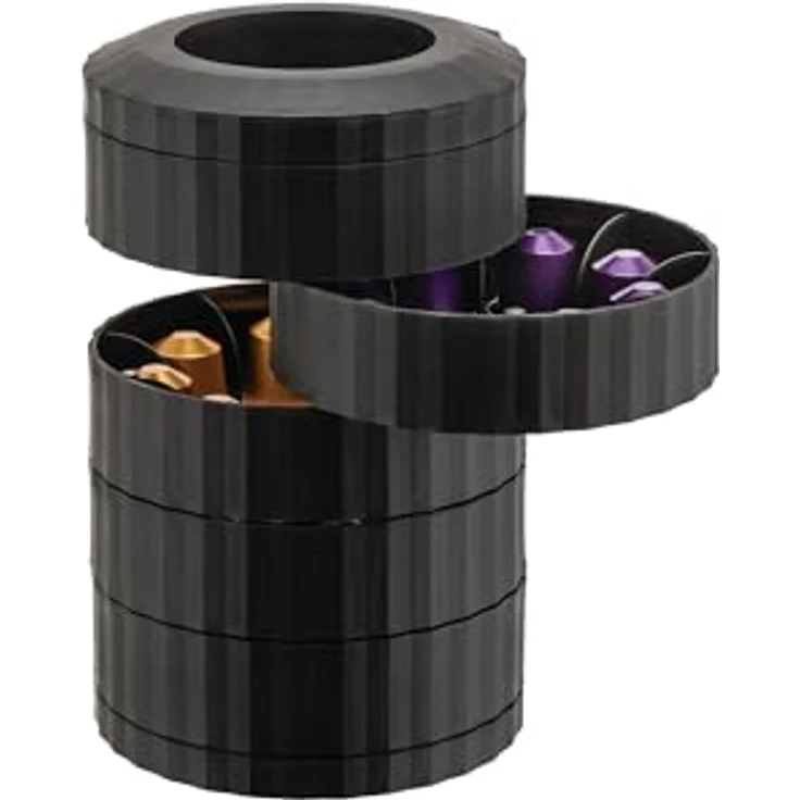 Alessi Plissé MDL19 B – Nespresso-Kapselbehälter mit 5 drehbaren Ablagen, aus thermoplastischem Harz, Schwarz – Bild 2
