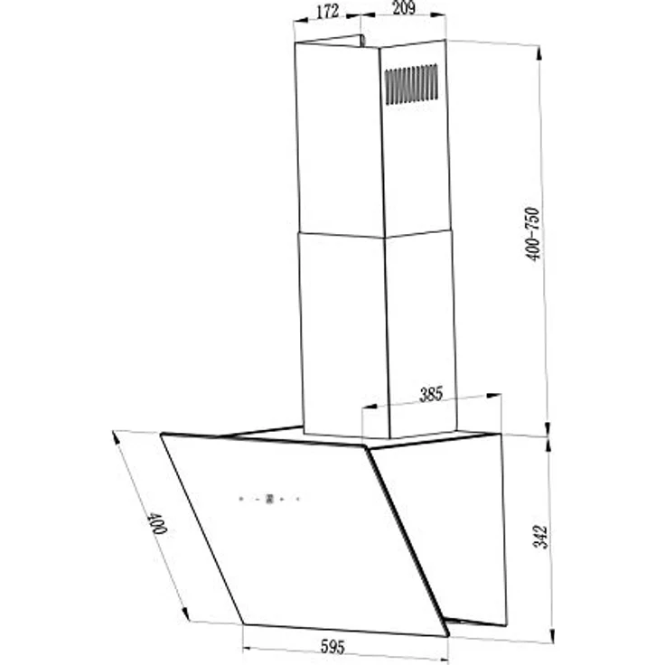 respekta Premium CH 24060 WAM, Motorhaube, Kamin abgewinkelt, Breite: 59.5 cm, Tiefe: 38.5 cm, Absaugung und Rückführung (mit zusätzlichem Rückführungsset), weiß – Bild 18