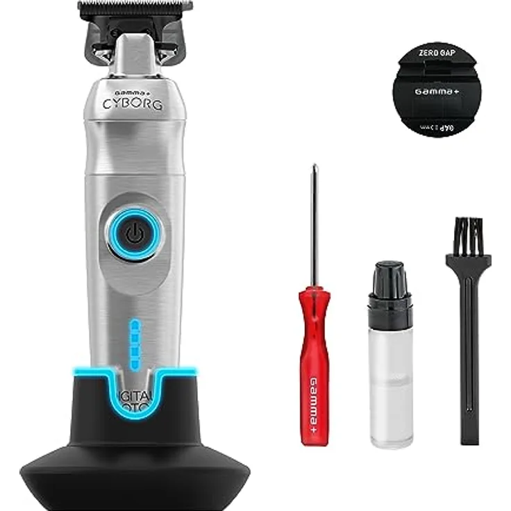 GAMMA+ Cyborg Trimmer Professioneller Herren-Haarschneider, Trimmer mit Bürstenlosen Motor, 180 Minuten Autonomie ohne Kabel, Zwei Klingeneinstellhebel 0 Abstand, Stabiles Metallgehäuse - Preisvergleich