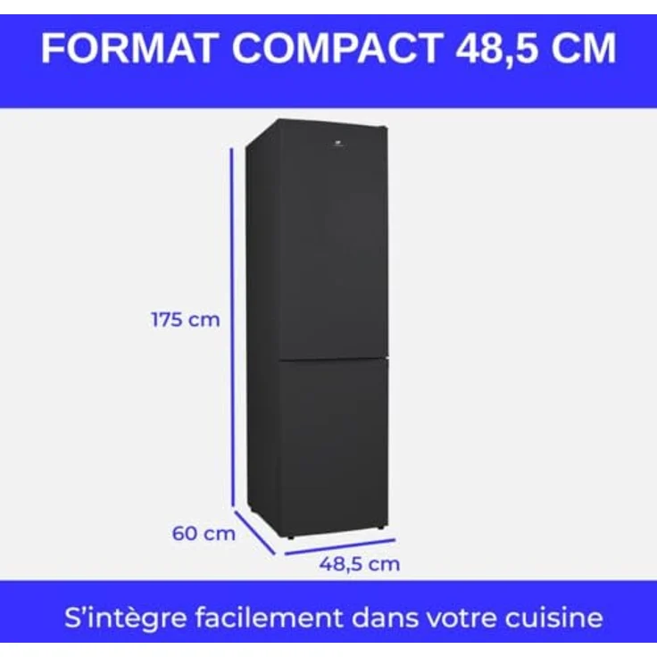CONTINENTAL EDISON CEFC225NFB Kombi-Kühlschrank 225 L No Frost, schwarz, freistehend, 2-türig, LED-Innenbeleuchtung, 3 Gefrierschubladen – Bild 7