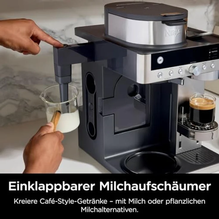 Ninja Prestige CFN802EU, 2-in-1 Filterkaffee- und Kapselmaschine mit integriertem Milchaufschäumer für Latte, Eiskaffee und Flat White, Schwarz – Bild 5