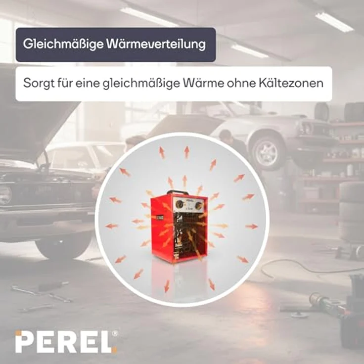 Perel Heizlüfter 3300W, elektrisch mit 2 Heizstufen, Thermostat, Kühlfunktion und Überhitzungsschutz, IP24 – Bild 5