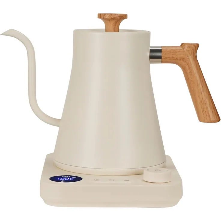 Tekoo Schwanenhals-Wasserkocher, Edelstahl, präzise temperaturregelbar 40-100°C, 0,9L, 1200W, matte weiße Oberfläche