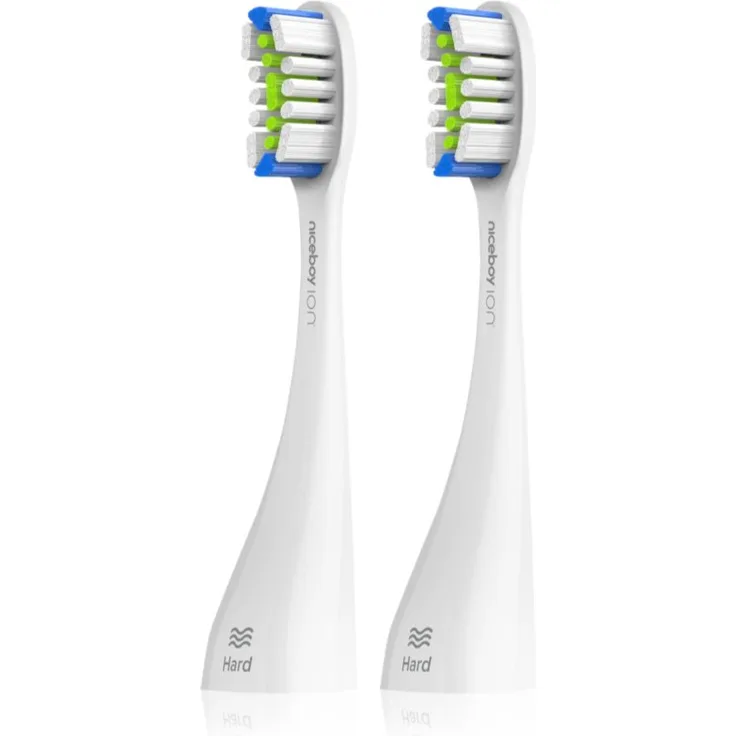 Niceboy ION Sonic PRO UV, Ersatzkopf hart für elektrische Zahnbürsten, 2er Pack, weiß