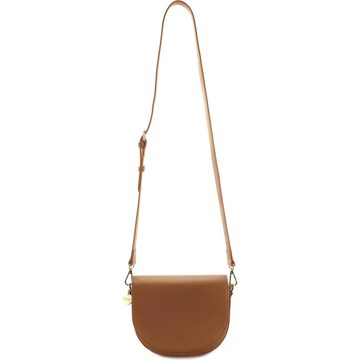 Seidenfelt Nelma Mini Bag Umhängetasche 16 cm, Beige, aus langlebigem Polyurethan mit Magnetverschluss und innenliegendem Reißverschlussfach