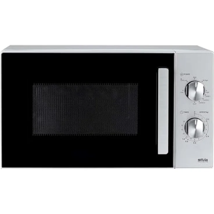 Silva MW-G 25.5 Mikrowelle mit 700W Leistung, 20L Garraum, Grill und Auftaufunktion, Silber/Schwarz – Bild 1