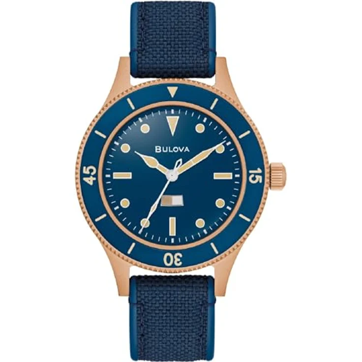 Bulova Automatic Mil-Ships Special Edition, Herrenuhr mit Antireflex-Saphirglas und blauem Zifferblatt, Dunkelblau 98A325 – Bild 1