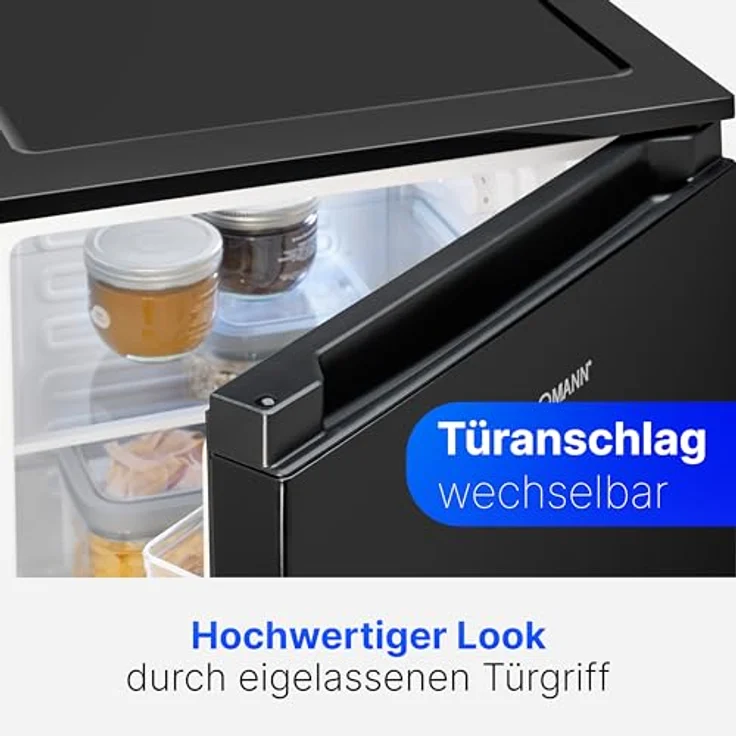 Bomann® VS 7255, Kühlschrank ohne Gefrierfach, 87 Liter Nutzinhalt, 3 Ablagen, leise, Türanschlag wechselbar, schwarz, 84 cm – Bild 4