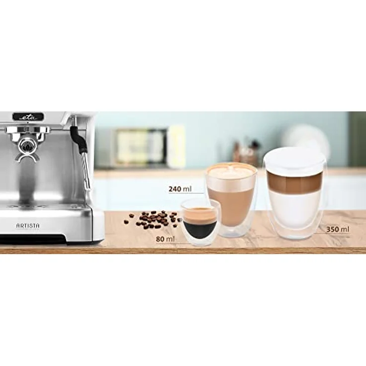 ETA 2x 240ml Cappuccino Set, doppelwandige Gläser aus transparentem Borosilikatglas für intensiven Kaffeegenuss – Bild 4