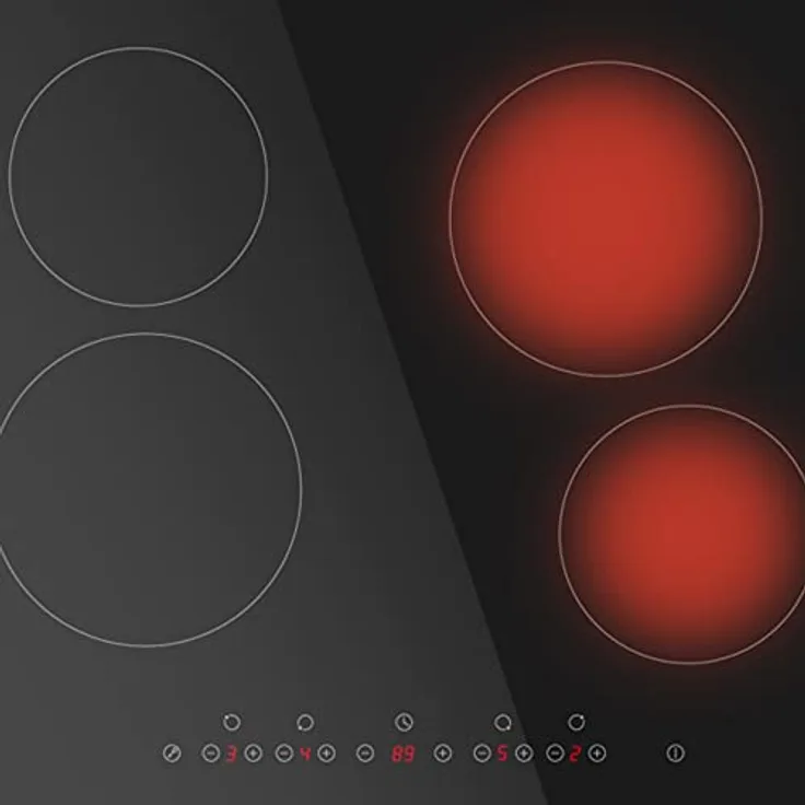 Midea KF400NF 4 Zonen Kochfeld / 60 cm/Toch Slider, Restwärmeanzeige, individueller Timer, Topfsensor Kochfelder/flache Rahmenkonstruktion/schwarz/Kindersicherung