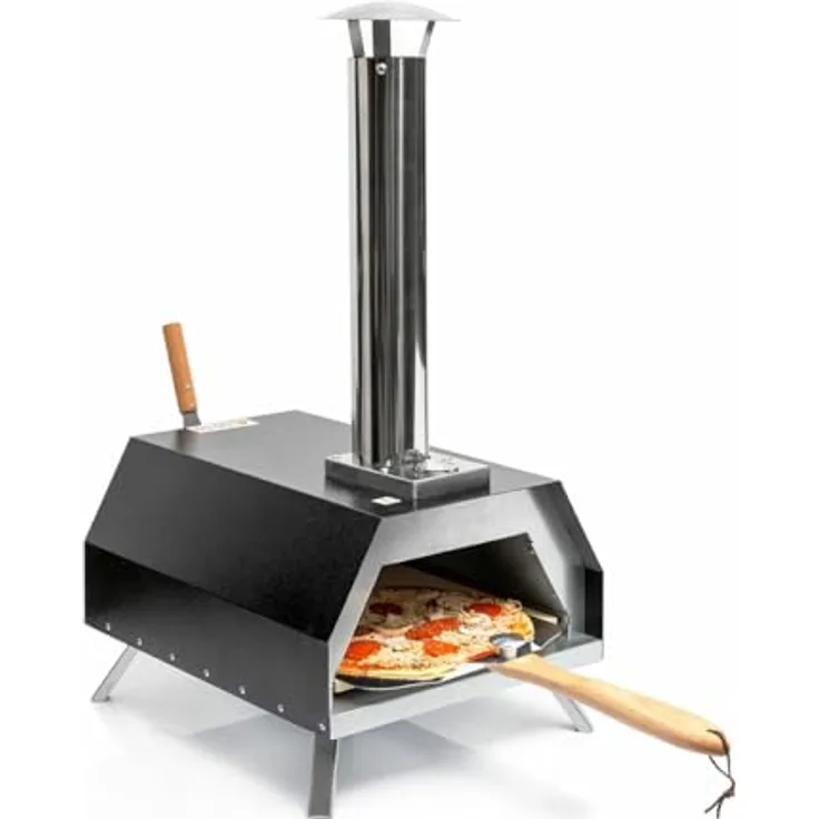 InnovaGoods Pellet-Pizzaofen Pizzahven, Edelstahl, Hitze bis 500 °C, mit Zubehör und integriertem Thermometer