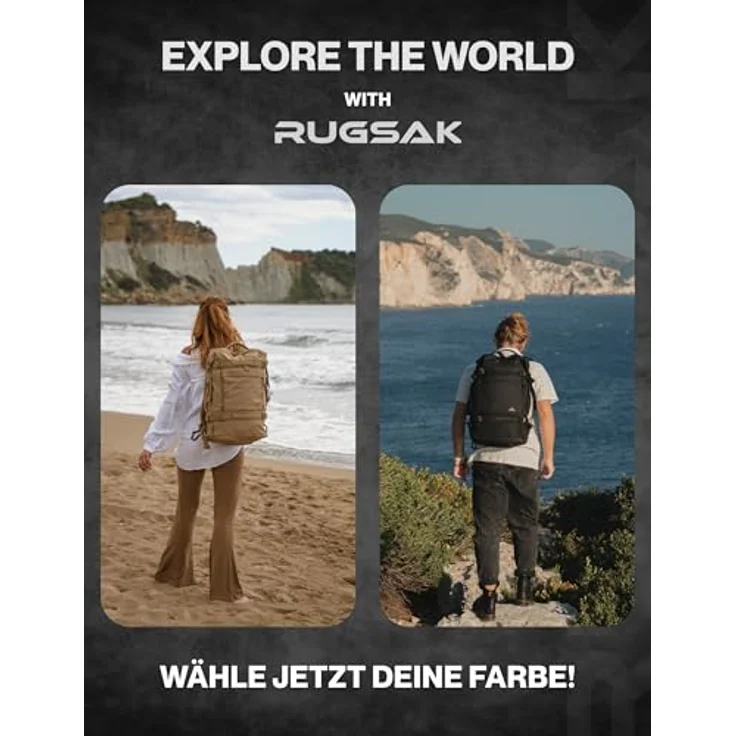 RUGSAK Explorer Reiserucksack Phantom Black – 18-Zoll Laptopfach, Handgepäck, Ergonomisch, Wasserabweisend, Alltag, Reise & Outdoor – Bild 9