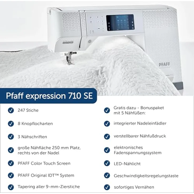 PFAFF Nähmaschine expression 710 Special Edition, 248 Programme, Farb-Touchscreen, integriertes IDT™ System, automatischer Fadenabschneider – Bild 4