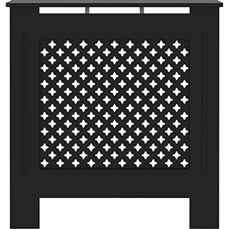 vidaXL MDF Heizkörperverkleidung, Schwarz, modernes Lattenrost-Design, 78 cm – Bild 4